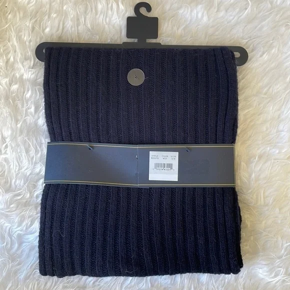 Brand New Polo Ralph Lauren 2-Piece Wool Hat & Scarf Set Navy Blue Deep Red Pony